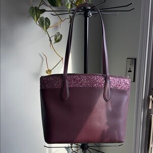 Kate Spade Burgundy and Pink Glitter Tote